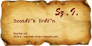 Szoták Irén névjegykártya